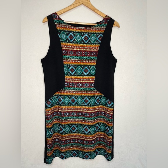 Promod Colorful Geometric Pattern Retro Tapestry Sheath Dress Women’s Size L - Picture 1 of 5